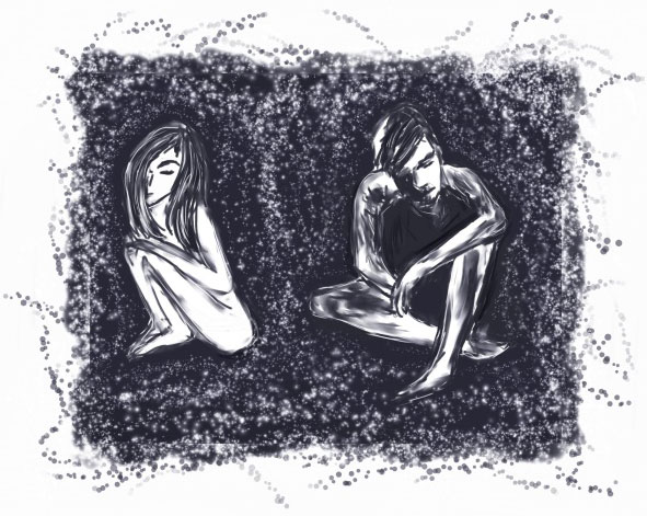 illustration of depressed lovers